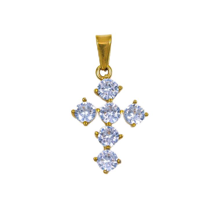 18K Gold Plated Cross Zircon Pendant