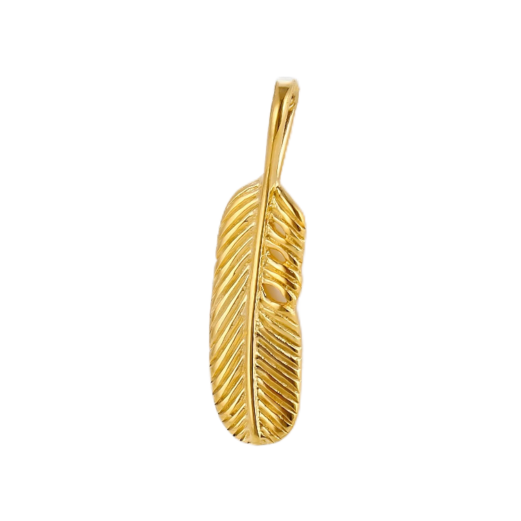 18K Gold Plated Feather Pendant