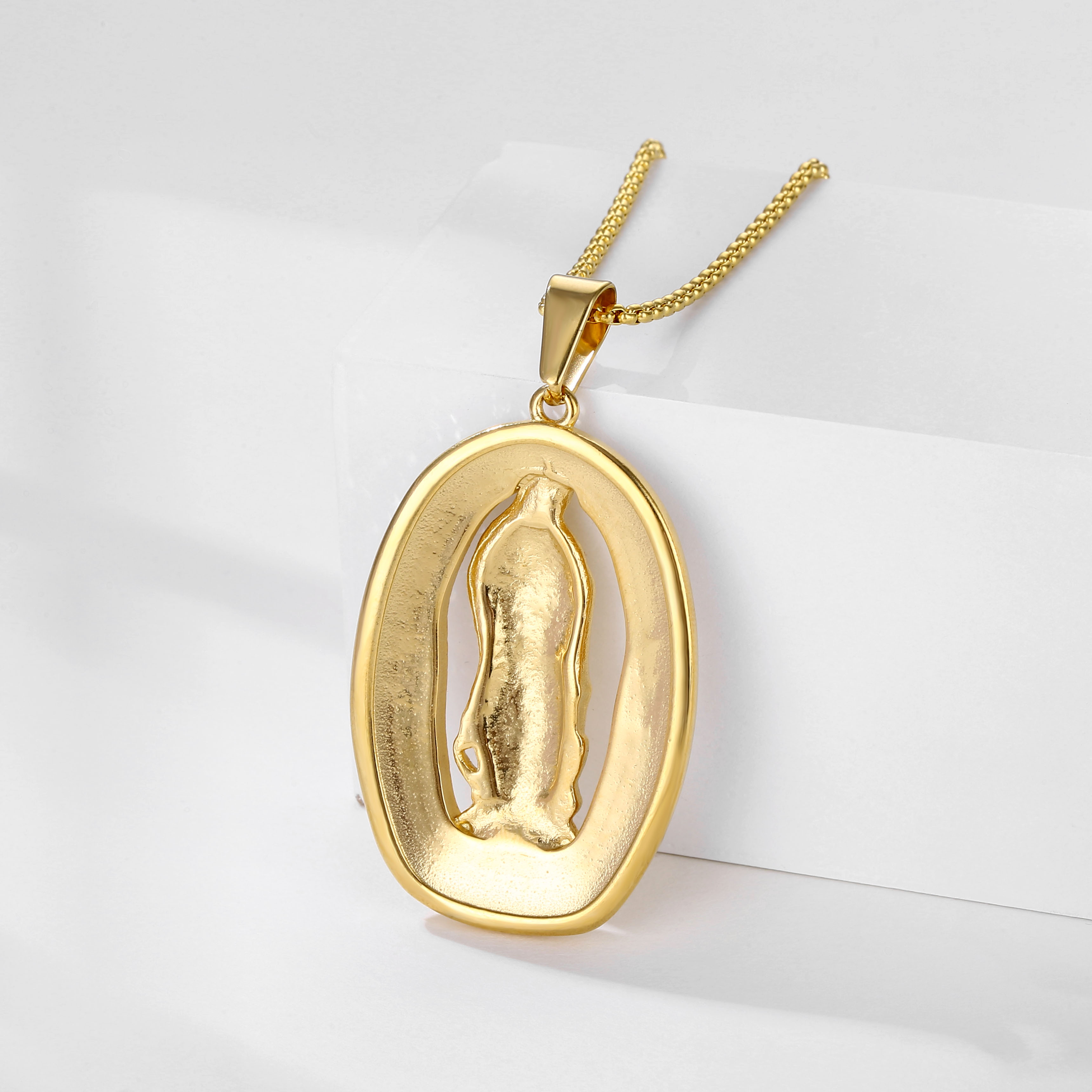 Virgin Mary Hollow Oval Pendant