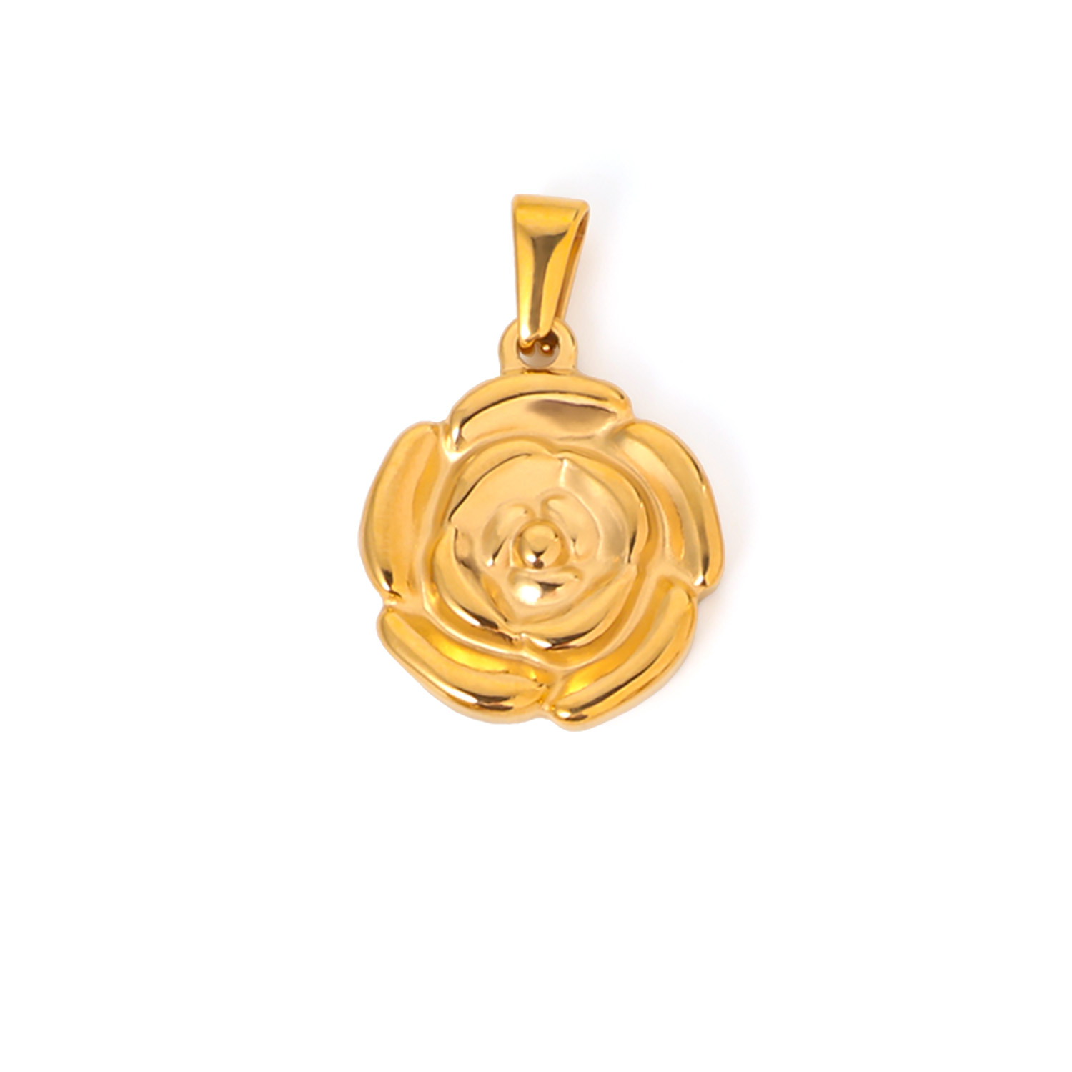 18K Gold Rose Pendant