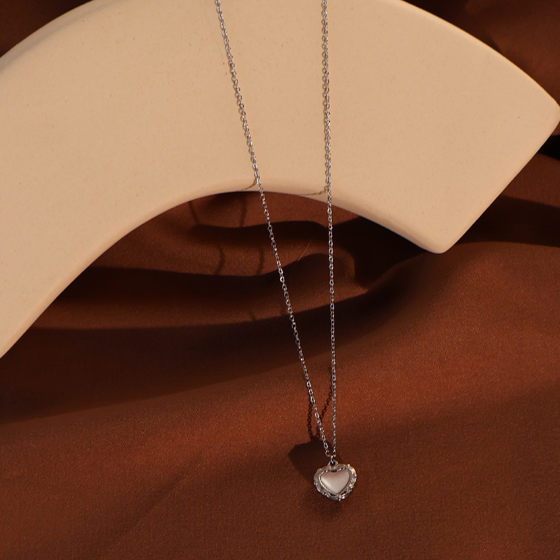 Sliver Heart  With White Stone