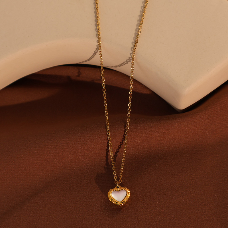 Olivia White Heart Stone Heart Necklace