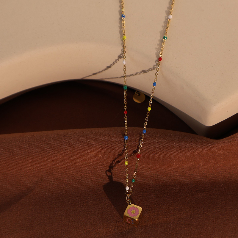 Golden Color Cube Necklace