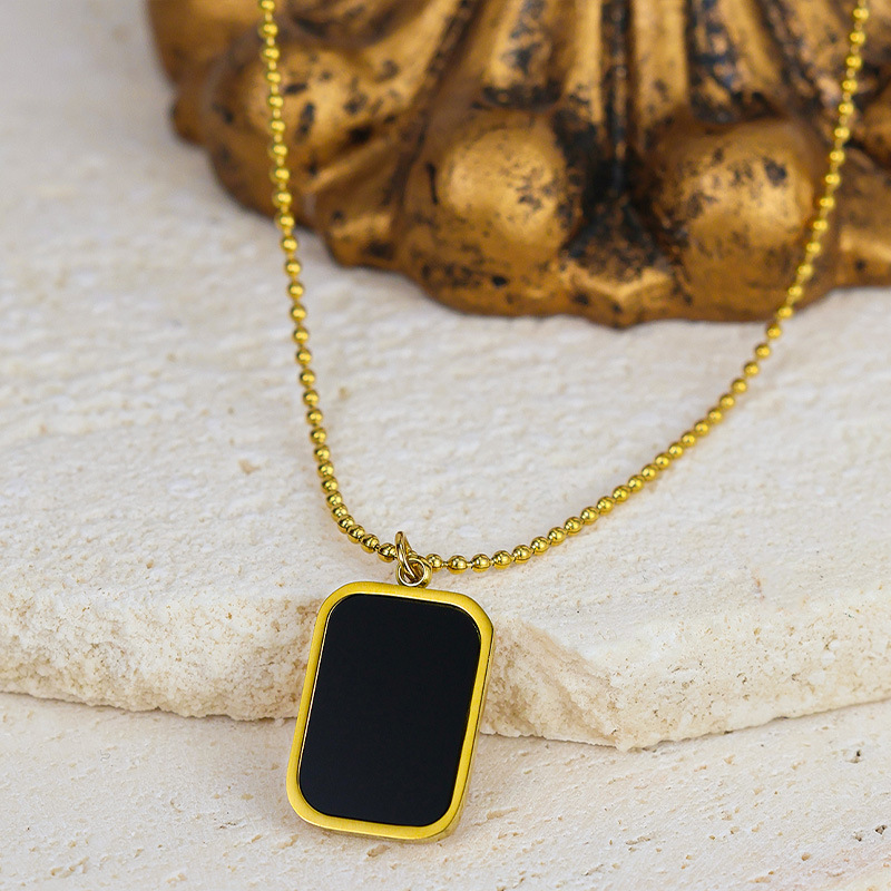 Olivia Black Rectangular Necklace