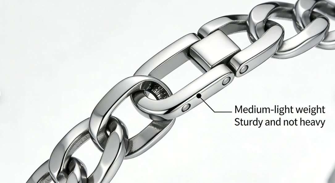 How heavy is the stainless steel bracelet?